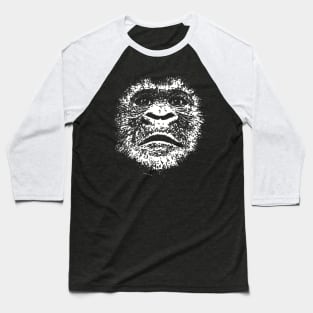Face Of A Very Large Ape White Scratchboard Art Illustration Baseball T-Shirt